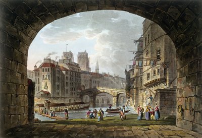 View of the Pont du Chatelet and Notre-Dame Cathedral by John Claude Nattes